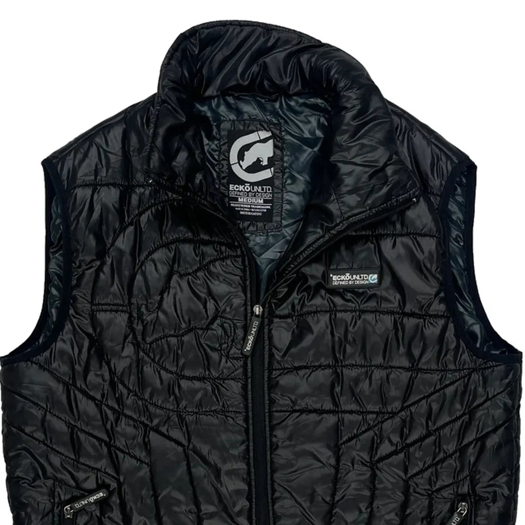 Men's Black Quilted Gilet Medium Regular Fit Sleeveless Vest