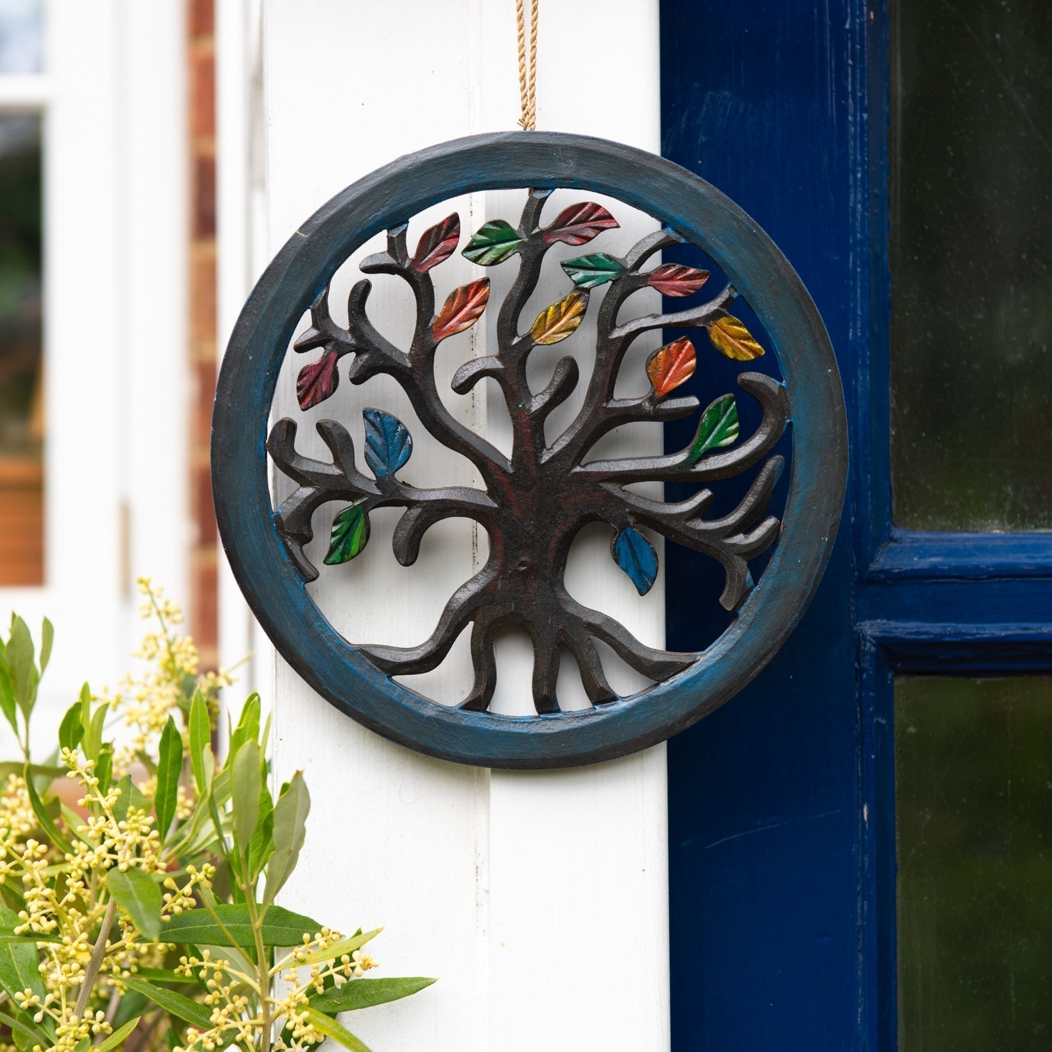 Tree of Life Circle Plaque with Autumn Leaves