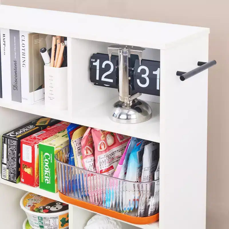 3-Tier Kitchen Cart with Lockable Wheels and Open Shelves, White