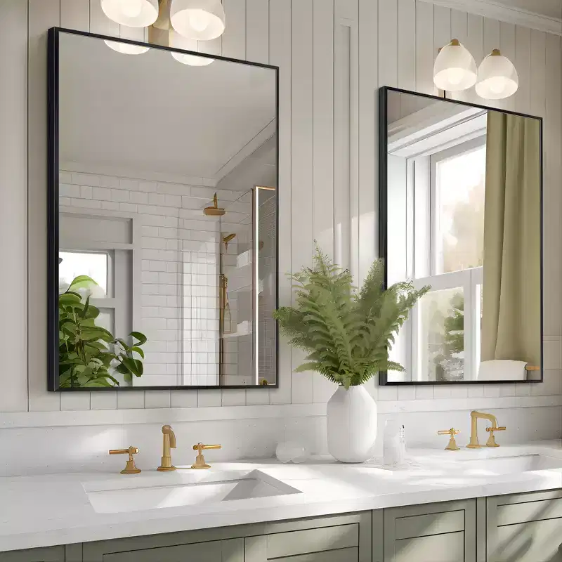 Dovelina Modern Metal Rectangle Wall Mirror Bathroom Vanity Mirror