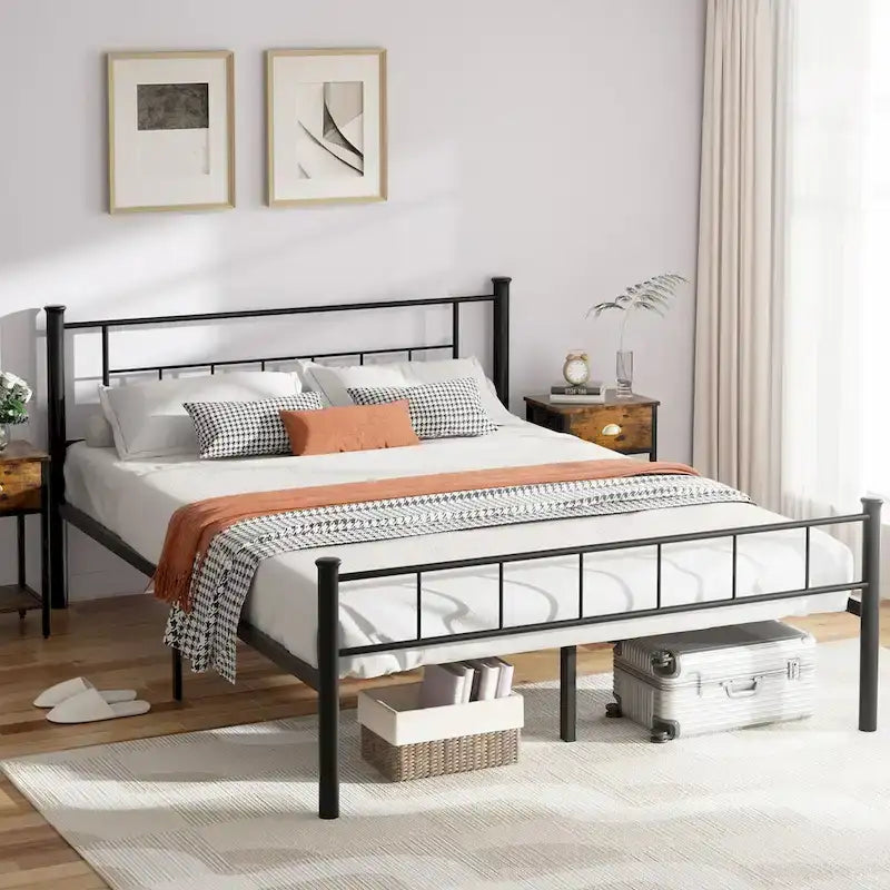 Bed Frame with Headboard and Footboard - Heavy Duty Steel Platform Bed, No Box Spring Needed