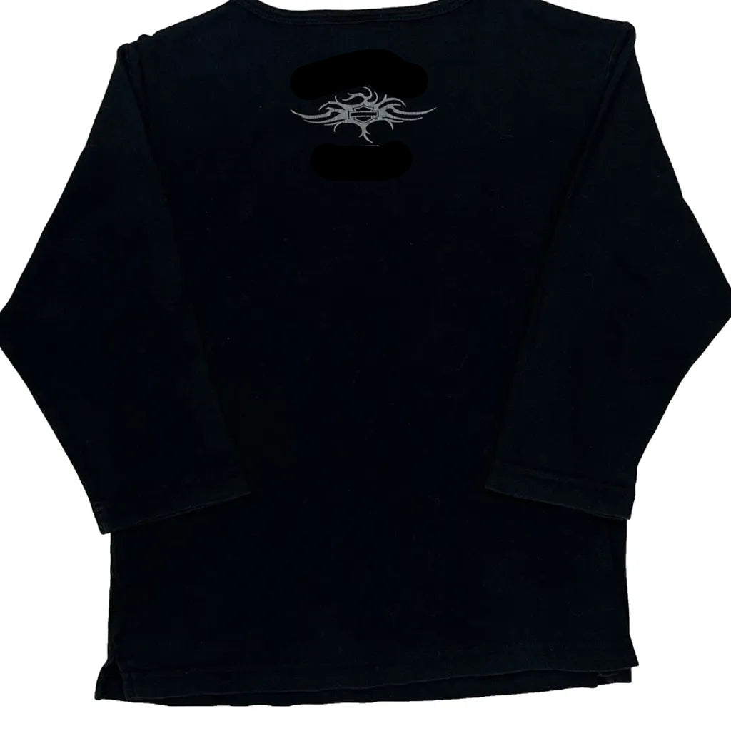 Studded Long Sleeve T-Shirt Women's Black Cotton Small