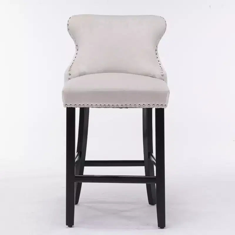 Modern Velvet Wing-Back Counter Stools Set of 2 - Upholstered Bar Chairs for Kitchen, Cafe