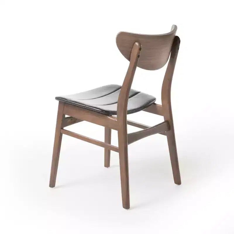 Imwalle Mid Century Modern Faux Leather Upholstered 5 Piece Dining Set, Walnut and Dark Brown