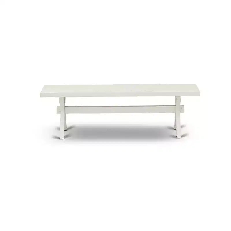 X-Style Modern Dining Room Bench with Wood Seat, 60 x 15 x 18, Pure White
