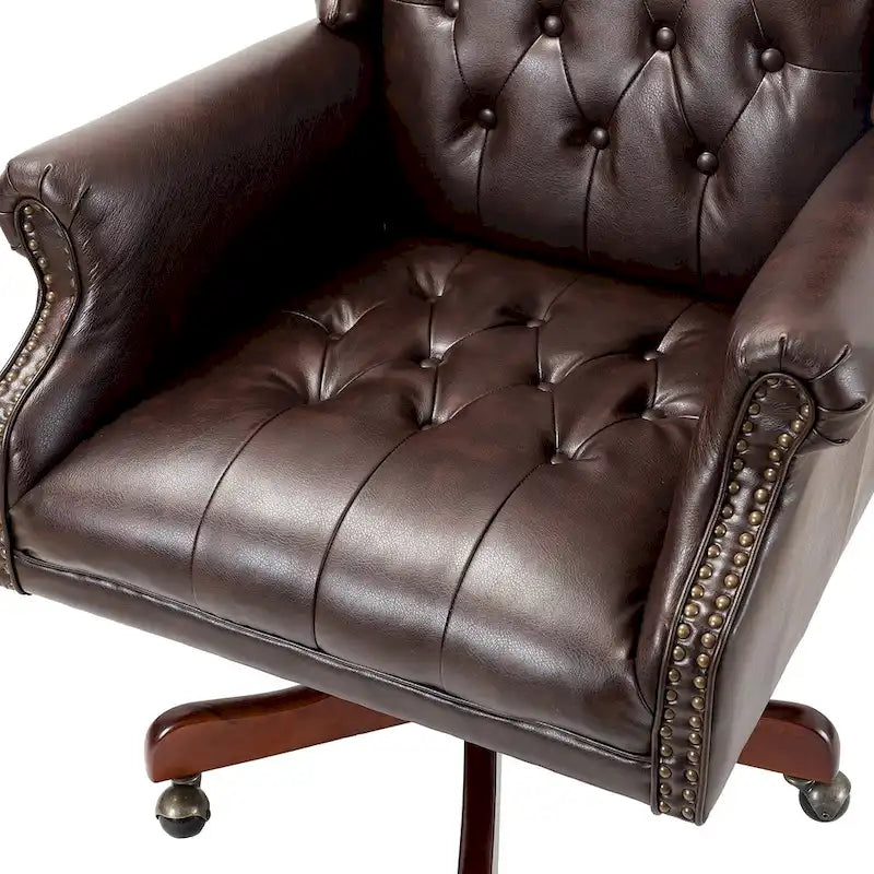 Modern swivel executive chair with tufted backrest