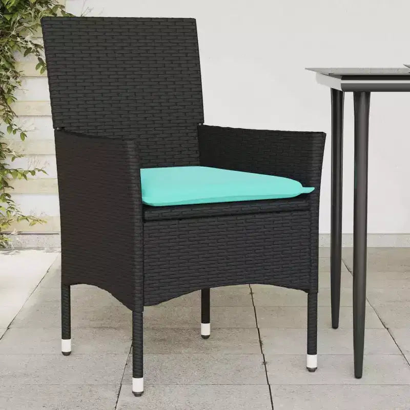 vidaXL Patio Chairs with Cushions 2 pcs Poly Rattan