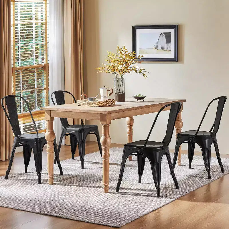 Stackable Metal Dining Chairs, Indoor/Outdoor