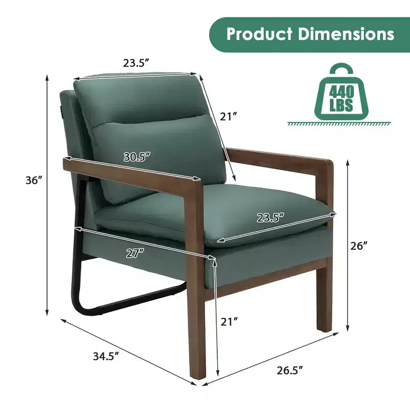 Modern Upholstered Accent Armchair with Rubber Wood Legs