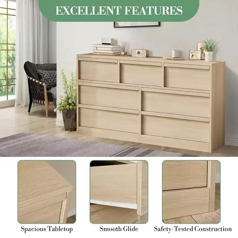 Chest of Drawers - Scandinavian Style Wood Sideboard with Spacious Countertop