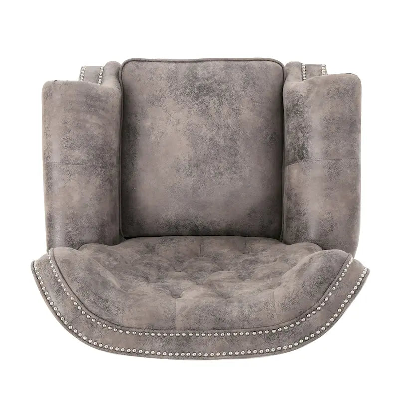 Tufted Microfiber Pushback Recliner Club Chair with Nailhead Trim