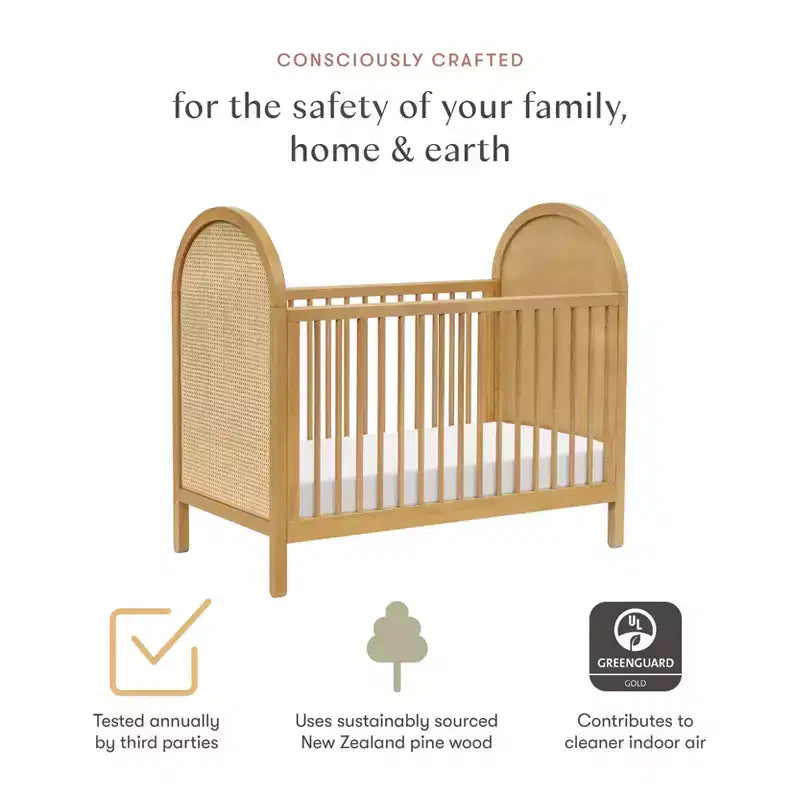 Boho Cane 3-in-1 Convertible Crib with Toddler Bed Conversion Kit