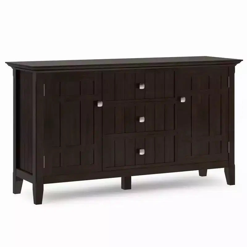 Sideboard Buffet with Wine Storage and Adjustable Shelves, Natural Pine