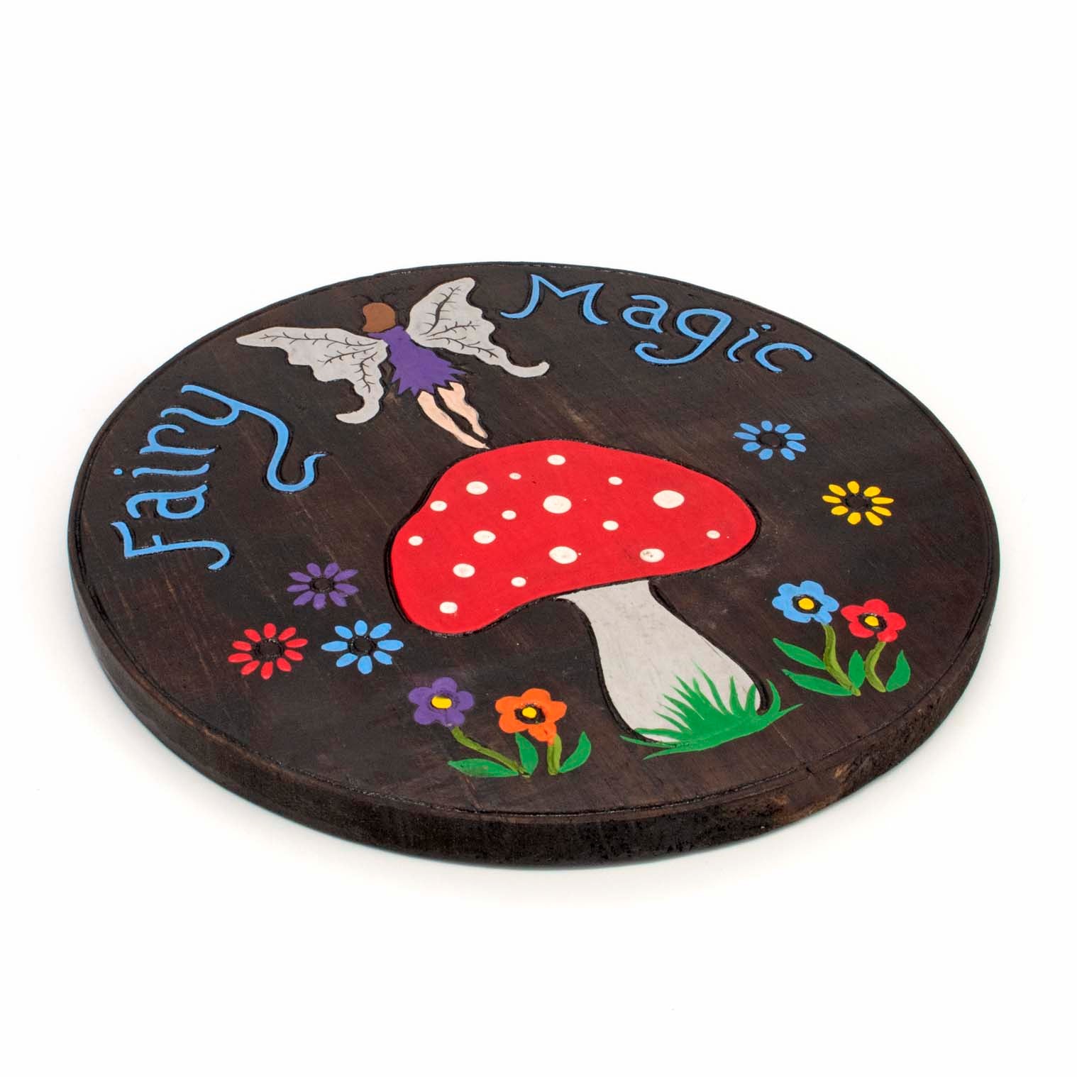 'Fairy Magic' Painted Wood Round Plaque