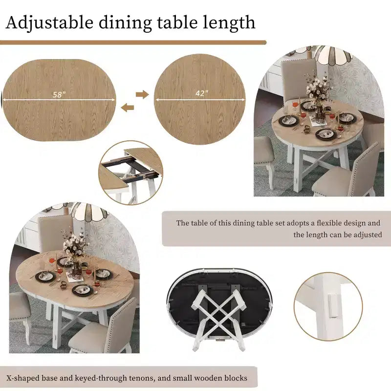 Farmhouse Dining Table with 4-Leg X-Shaped Base and 16