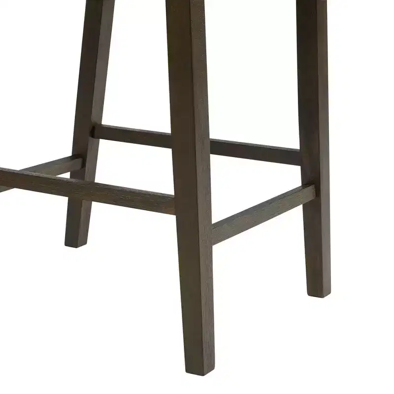5pc Simms Round Counter Height Dining Set Walnut - Picket House Furnishings: Glass Top, Cream Chairs, Modern Style