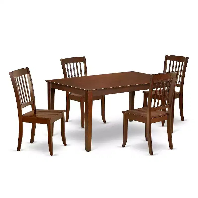 Beach Patio Dining Set 5pc Rectangular Table & Chairs Outdoor Furniture 60 Inch