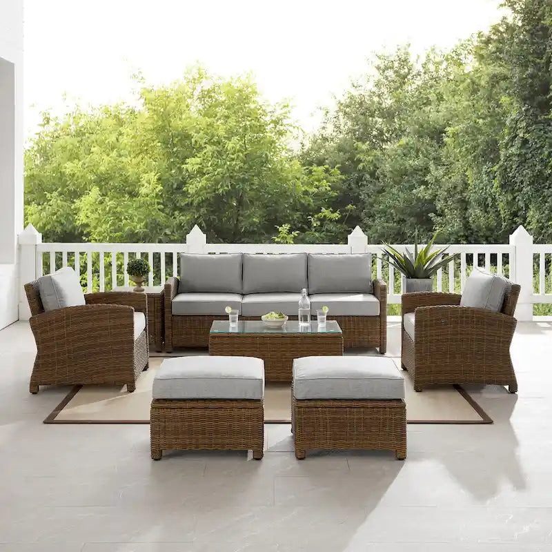 Crosley Bradenton 7Pc Outdoor Wicker Sofa Set - 151 W x 163 D x 32.5 H