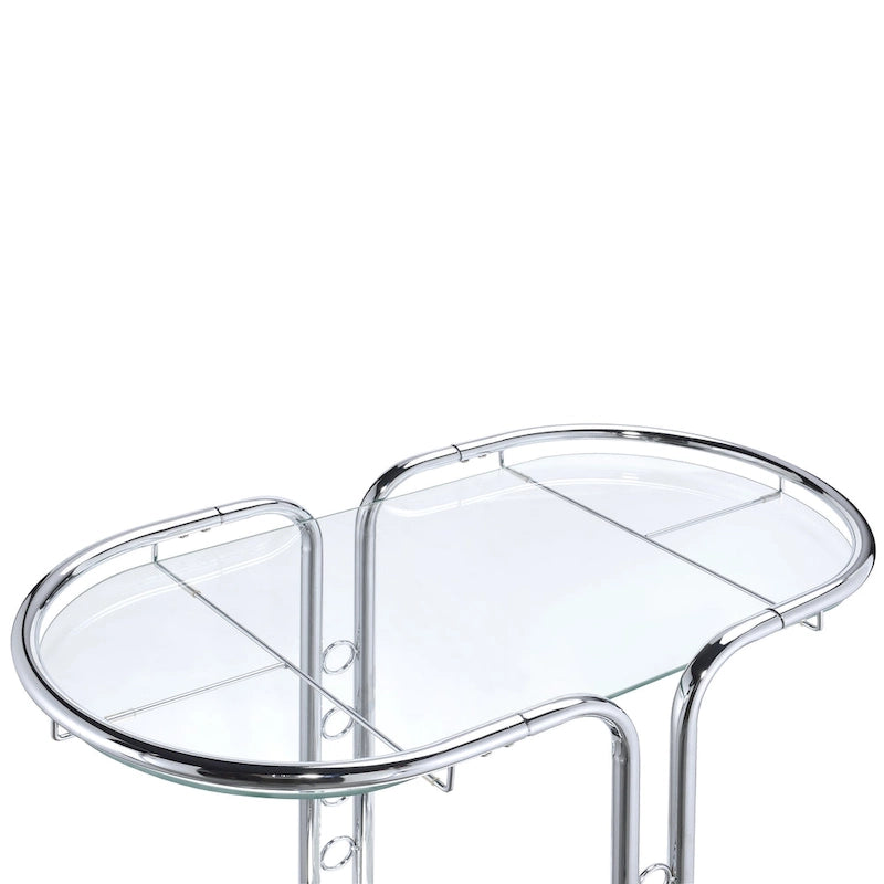 Modern Chrome Glass Top Serving Cart with Casters