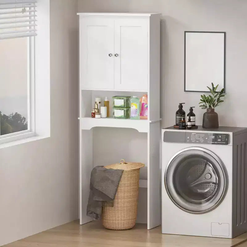 Over The Toilet Storage Cabinet, Bathroom Space Saver Storage Shelf, Freestanding Bathroom Cabinet Organizer With 2 Doors & Open Shelf