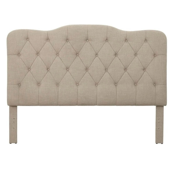 Traditional upholstered button tufted queen headboard