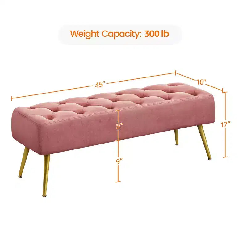 Modern Upholstered Button-Tufted Ottoman Footstool Bench for Bedroom