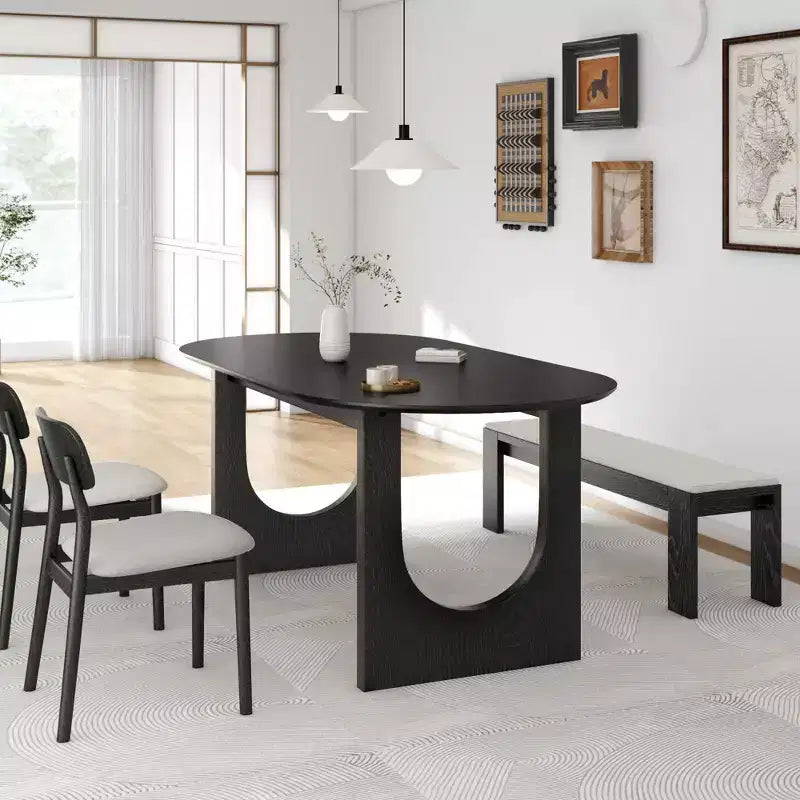 67 Wood Oval Dining Table for 4-6, Farmhouse Modern Kitchen & Dining Room