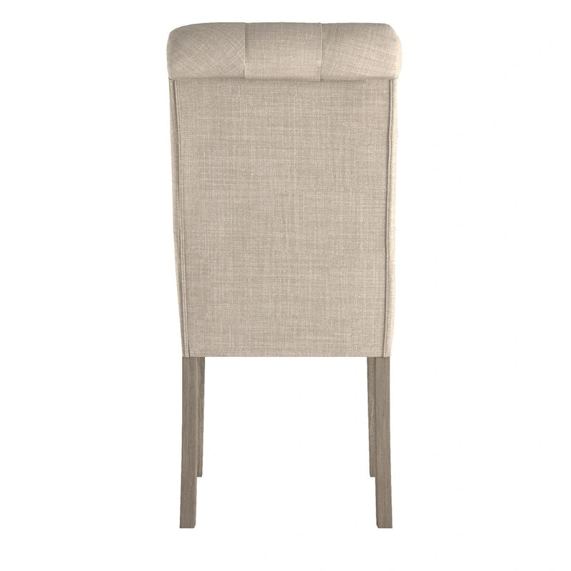 Linen Button Tufted Dining Chair with Grey Finish Legs