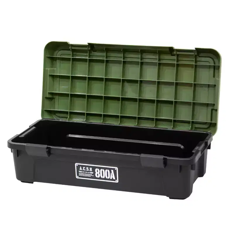 JEJ Astage Tough Trunk 800AX Stackable Heavy-duty Multi-purpose Storage Tote Green Black