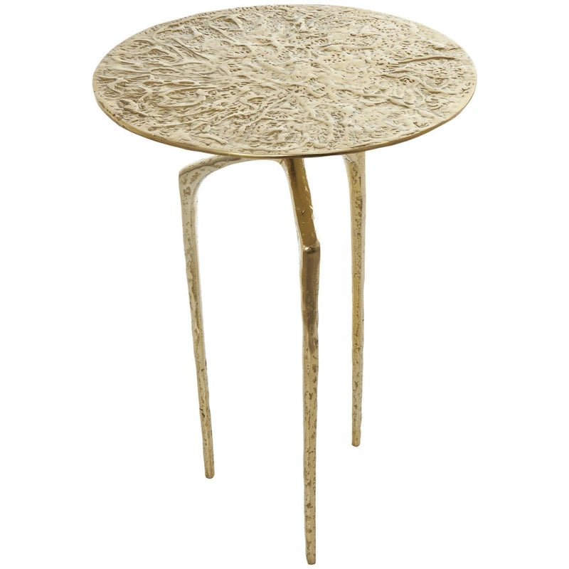 Aluminum Metal Geometric Slim Textured Side End Accent Table