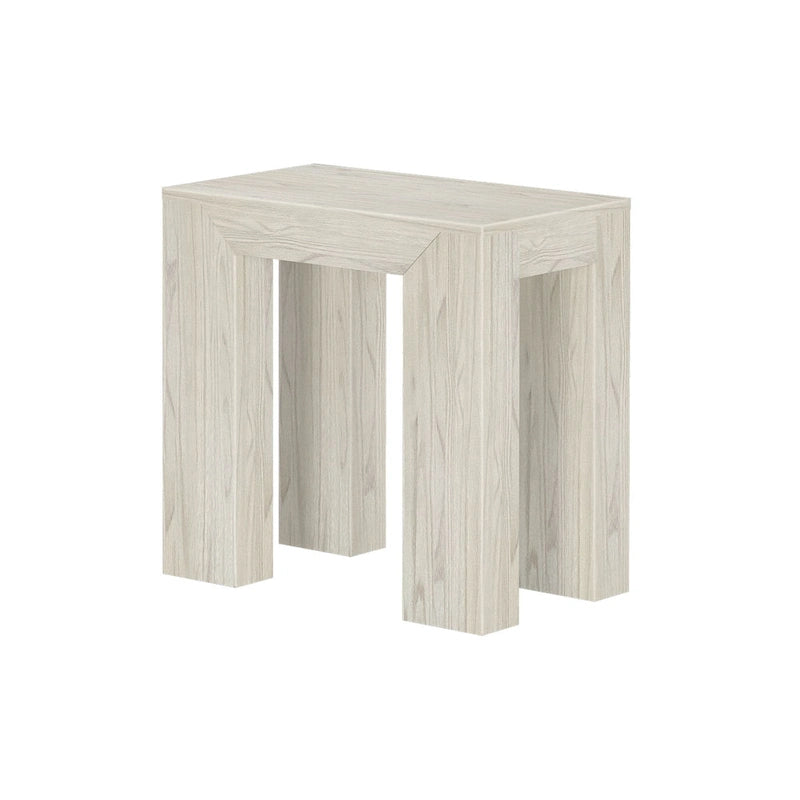 Modern Rectangular Solid Pine Wood Side Table with Wirebrush Finish