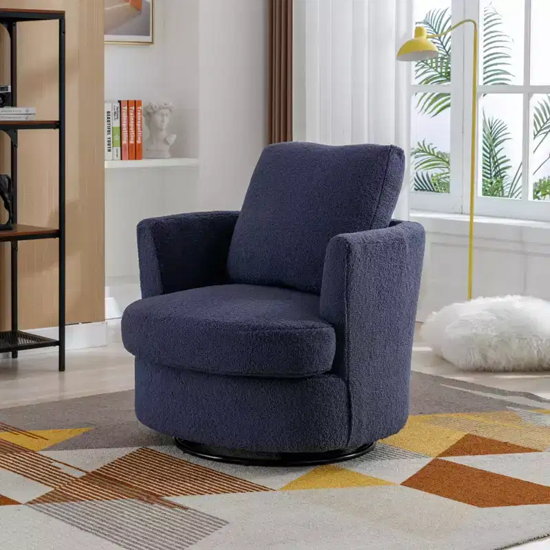 GDFStudio Bertha Swivel Boucle Upholstered 32 Wood and Steel Chair