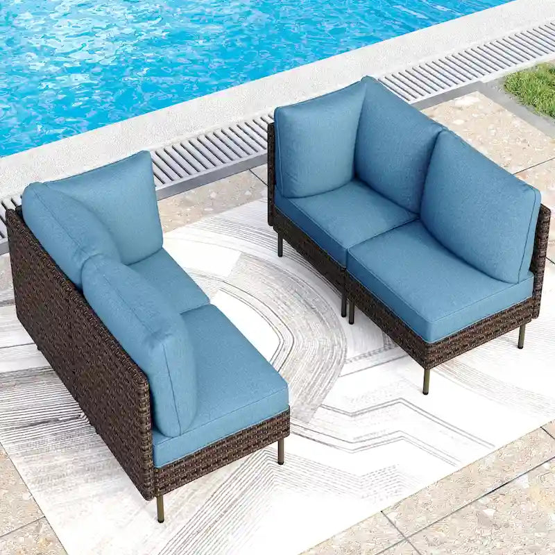 MAISON ARTS 8-Piece Outdoor Sectional Sofa Set Wicker Conversation Set with Thick Cushion and 2 Round Table