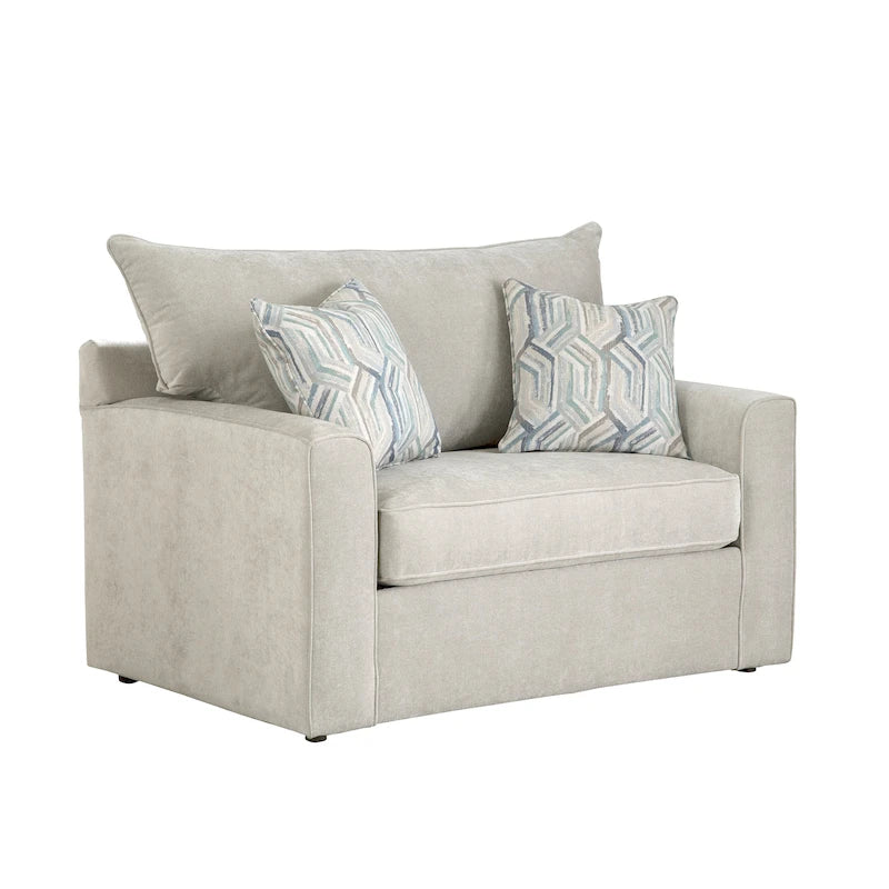 Grey Fabric Sofa Bed with Gel Memory Foam Mattress and Toss Pillows