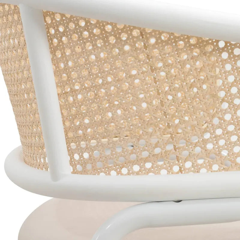 Modern Stylish Dining Arm Chair with Rattan Back and Steel Legs