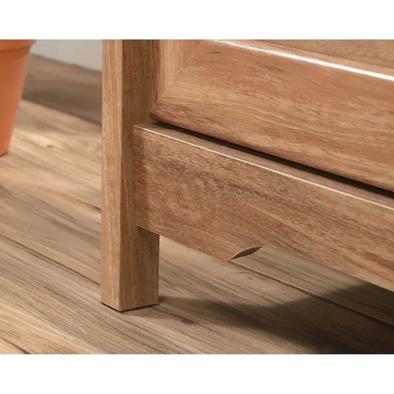Lateral File Cabinet with Open Shelf and Herringbone Top