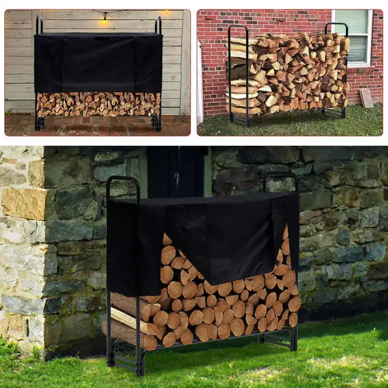 4.3 FT Heavy-Duty Firewood Rack with Waterproof Cover