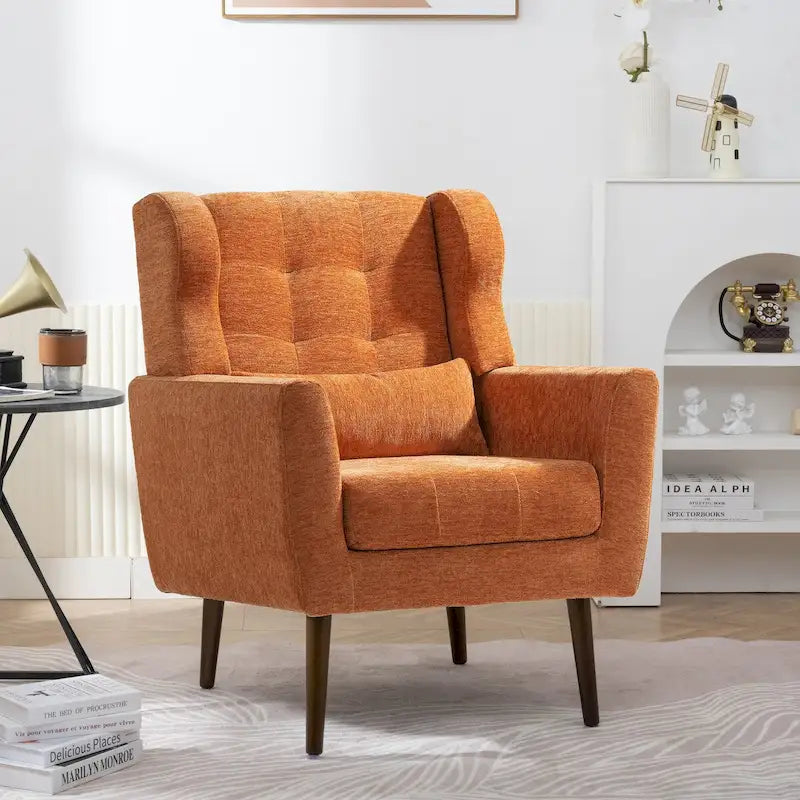 Mid-Century Modern Accent Chair with Waist Cushion