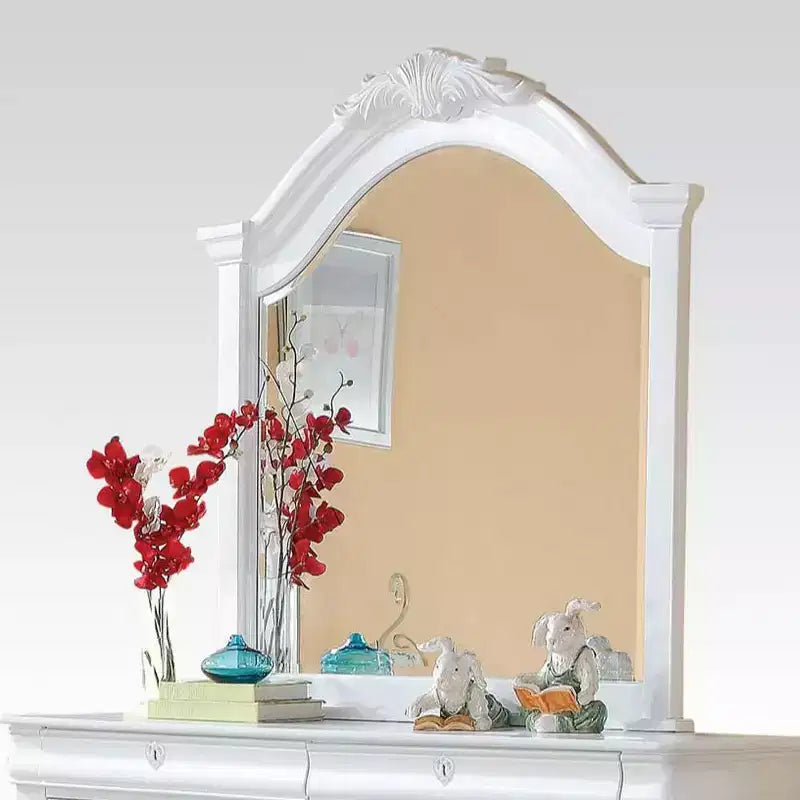 Dresser Mirror White Finish 43 Beveled Wood Frame