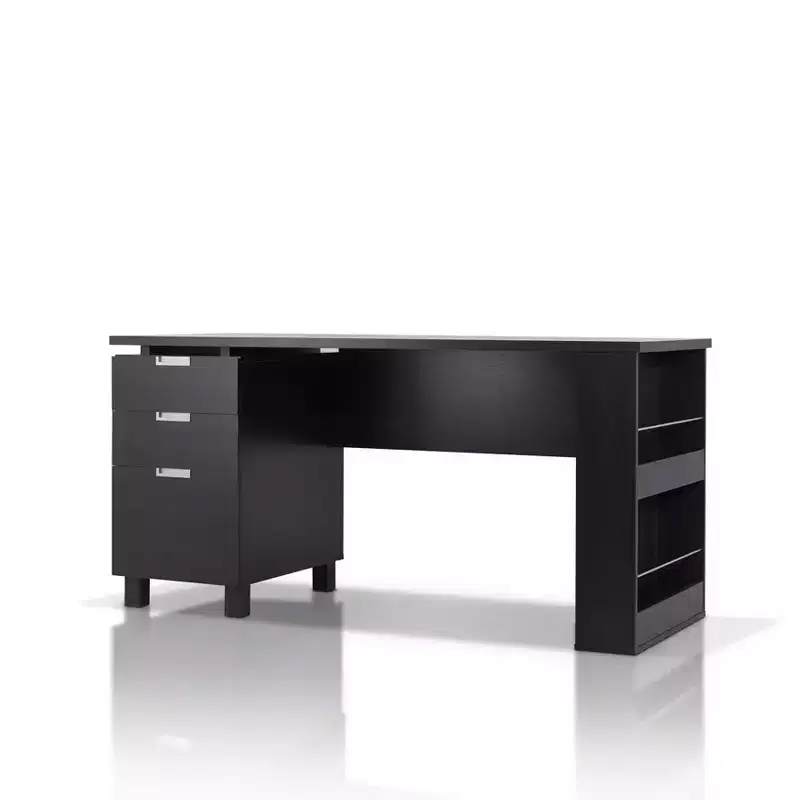 Abella Office Desk Espresso - HOMES: Inside + Out: Modern Home Furniture with Storage & Silver Accents