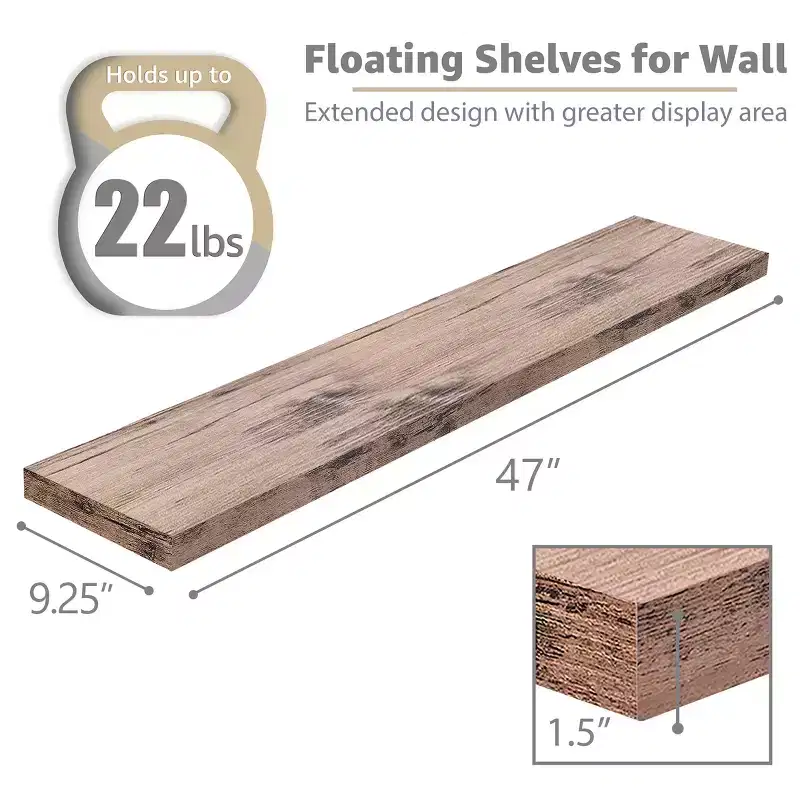 Sorbus 2 Pack 48 Inch Wall Mounted Floating Shelves - for Bedroom, Kitchen, Living Room, Bathroom Shelves, Farmhouse Home Dcor