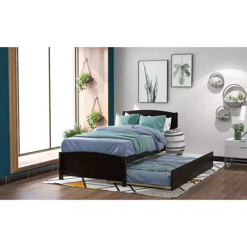 Twin Size Platform Bed with Trundle