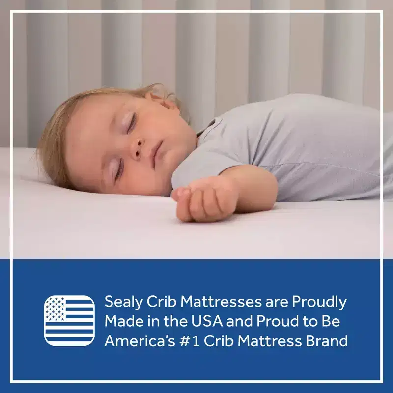 Sealy Refresh Breathable Knit Crib 6 Foam Mattress - White: Firm Side/Soft Side, Hypoallergenic, Waterproof Cover