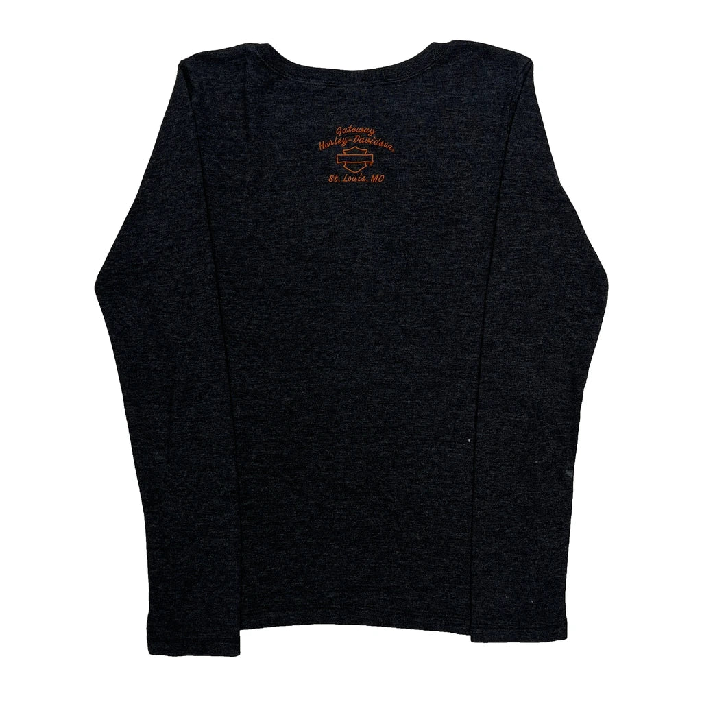 Graphic Long Sleeve T-Shirt Large Black Cotton Women