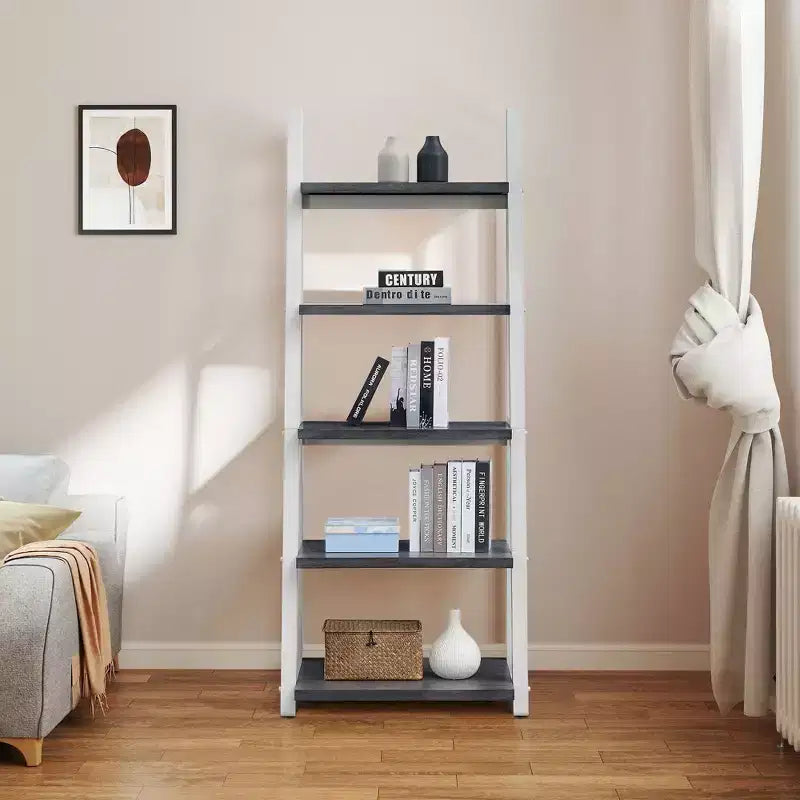 Wood Shelves, Storage Shelves with 5 Tiers, Small Bookcase for Books and CDs, Storage Organizer for Living Room, Hallway, Office