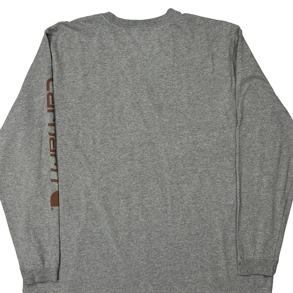 Loose Fit Long Sleeve T-Shirt - 2XL Grey Cotton