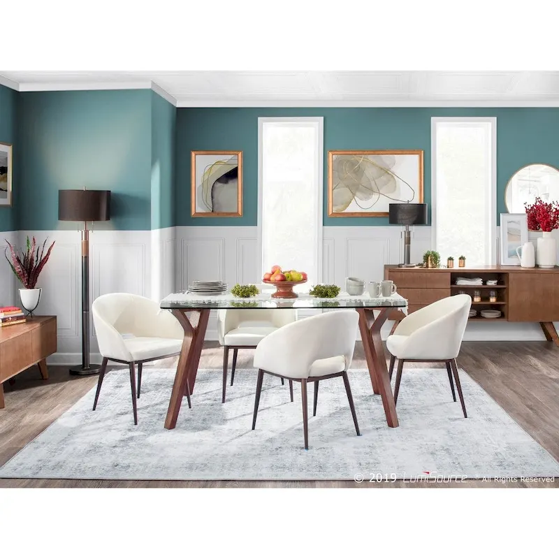 Upholstered Dining Chair with Copper Metal Legs