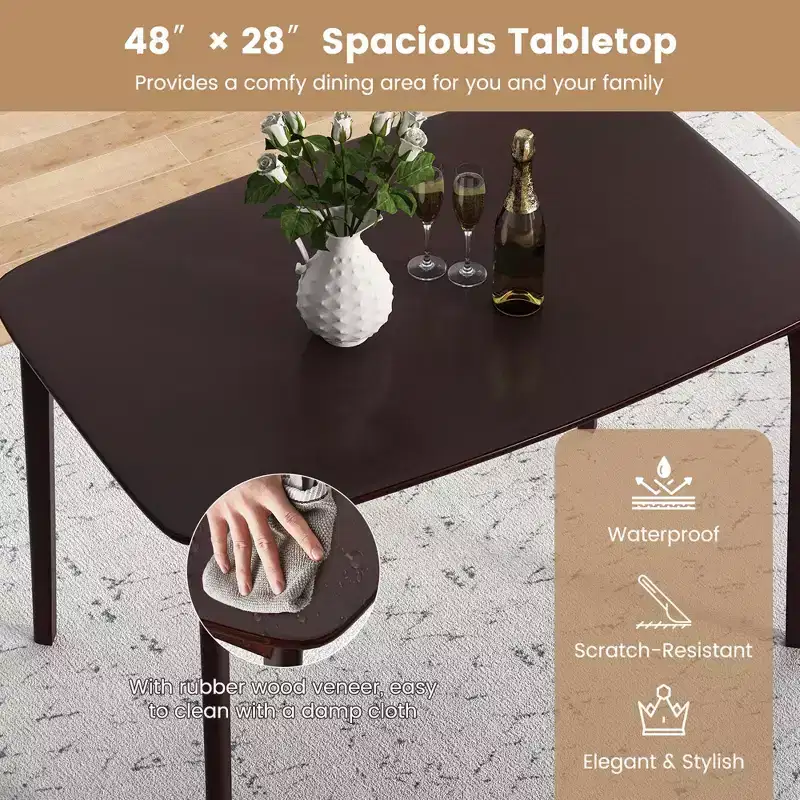 Costway 48 Wooden Dining Table Rectangular Farmhouse Kitchen with Solid Rubber Wood Legs Cherry/Natural