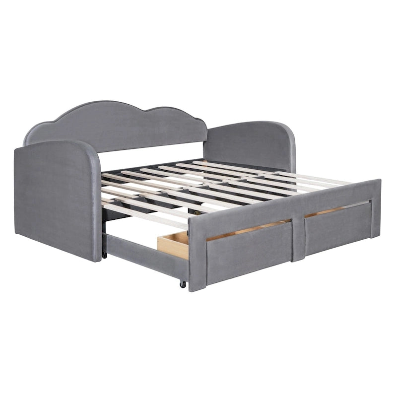 Twin Cloud Velvet Daybed with Trundle and Drawers
