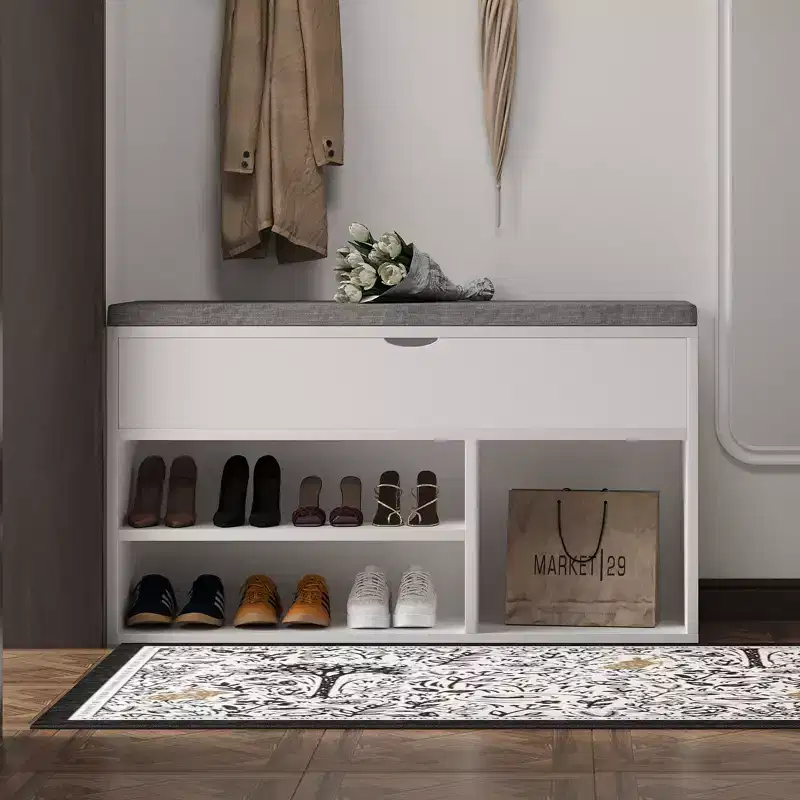 PB Triamine Sponge Cloth Shoe Storage Bench with Storage Cabinet - Durable, Multifunctional, Space-Saving, Comfortable Seating